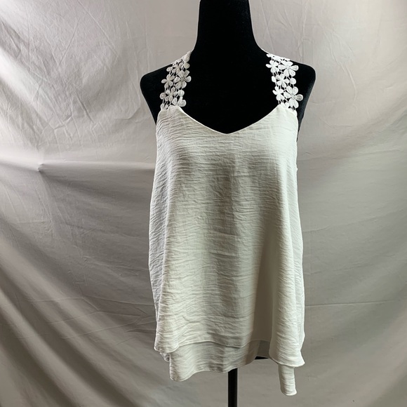White Guipure Lace Panel Cami Top - Picture 7 of 8
